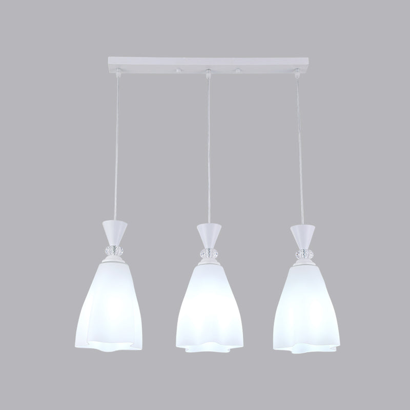 Bloemen diner hanglampverlichting minimalistisch wit glas hangende verlichtingsarmatuur