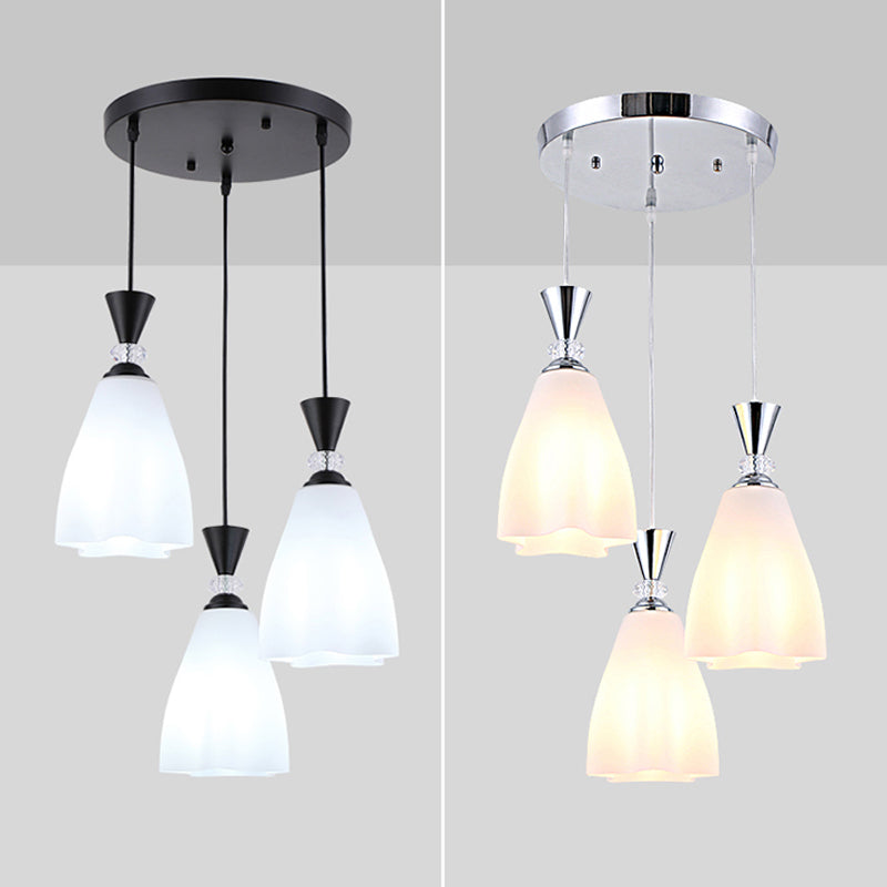 Bloemen diner hanglampverlichting minimalistisch wit glas hangende verlichtingsarmatuur