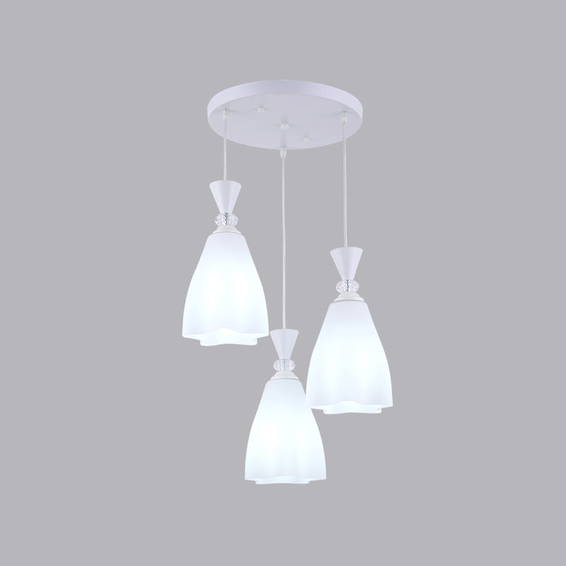 Bloemen diner hanglampverlichting minimalistisch wit glas hangende verlichtingsarmatuur