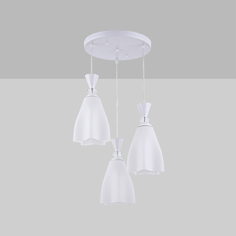 Bloemen diner hanglampverlichting minimalistisch wit glas hangende verlichtingsarmatuur