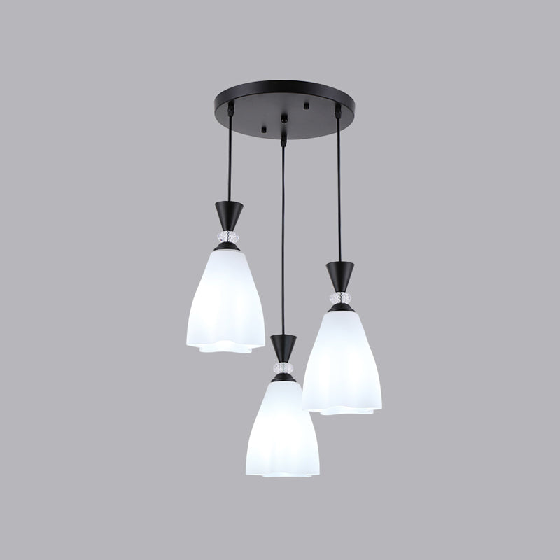 Bloemen diner hanglampverlichting minimalistisch wit glas hangende verlichtingsarmatuur