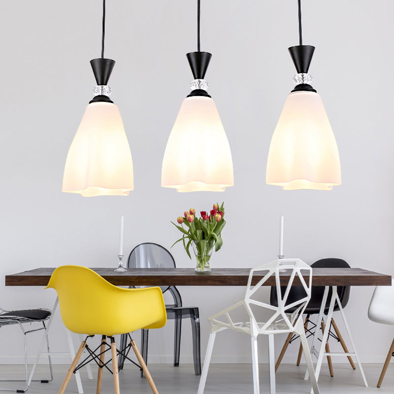 Bloemen diner hanglampverlichting minimalistisch wit glas hangende verlichtingsarmatuur