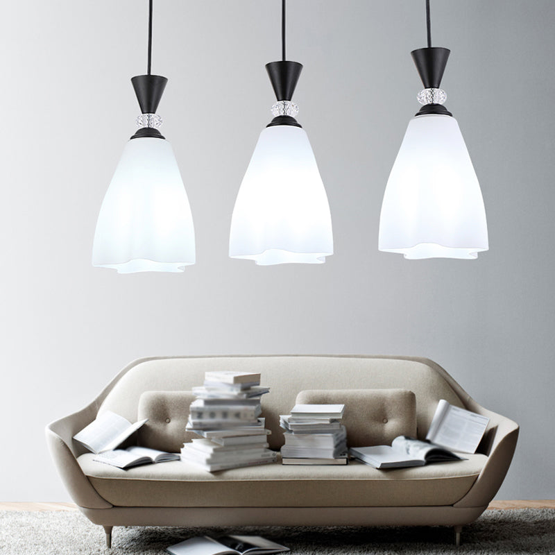 Bloemen diner hanglampverlichting minimalistisch wit glas hangende verlichtingsarmatuur