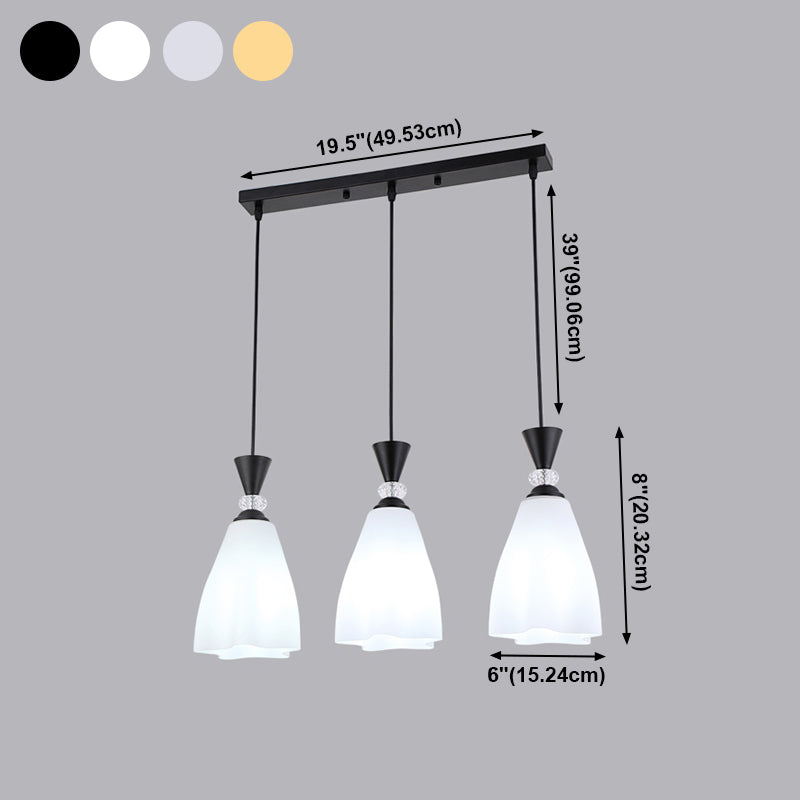 Bloemen diner hanglampverlichting minimalistisch wit glas hangende verlichtingsarmatuur