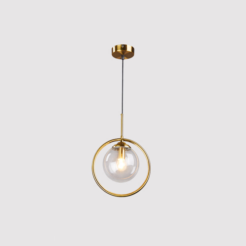 Luminaires suspendus en métal Globe lampe de suspension nordique avec nuance en verre