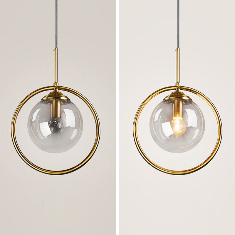 Luminaires suspendus en métal Globe lampe de suspension nordique avec nuance en verre