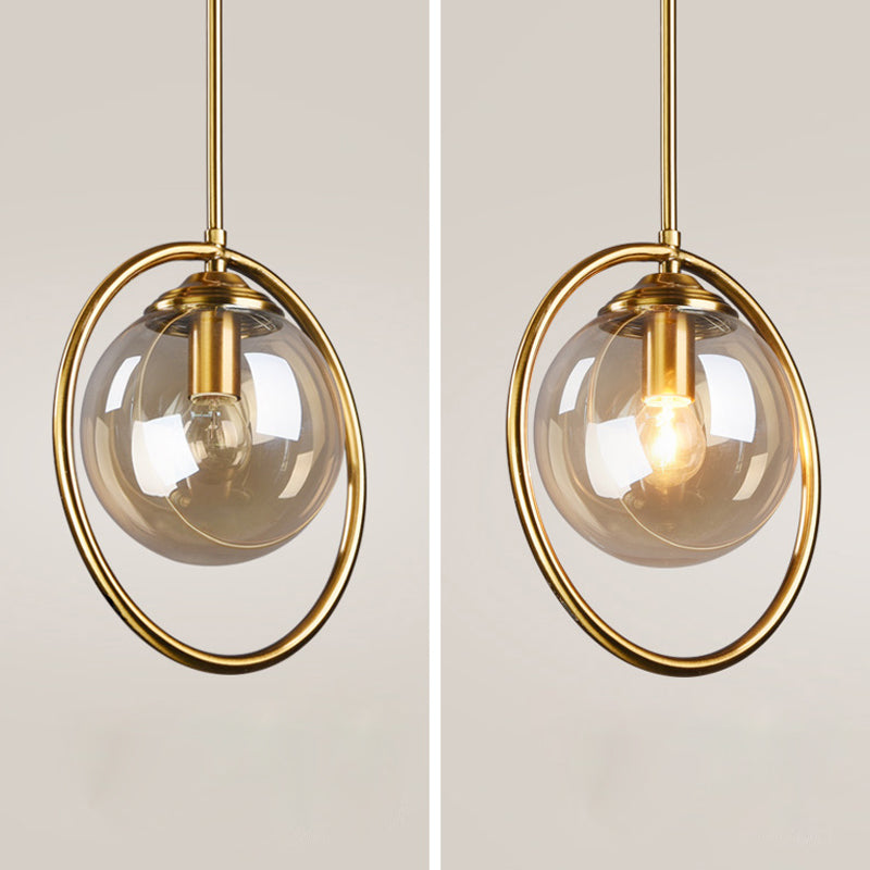 Luminaires suspendus en métal Globe lampe de suspension nordique avec nuance en verre