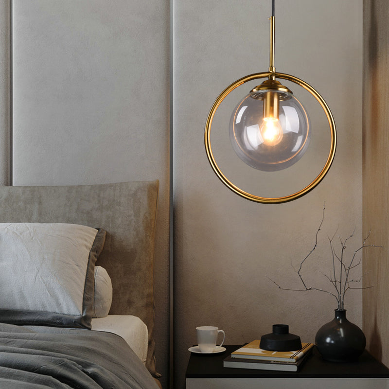 Luminaires suspendus en métal Globe lampe de suspension nordique avec nuance en verre