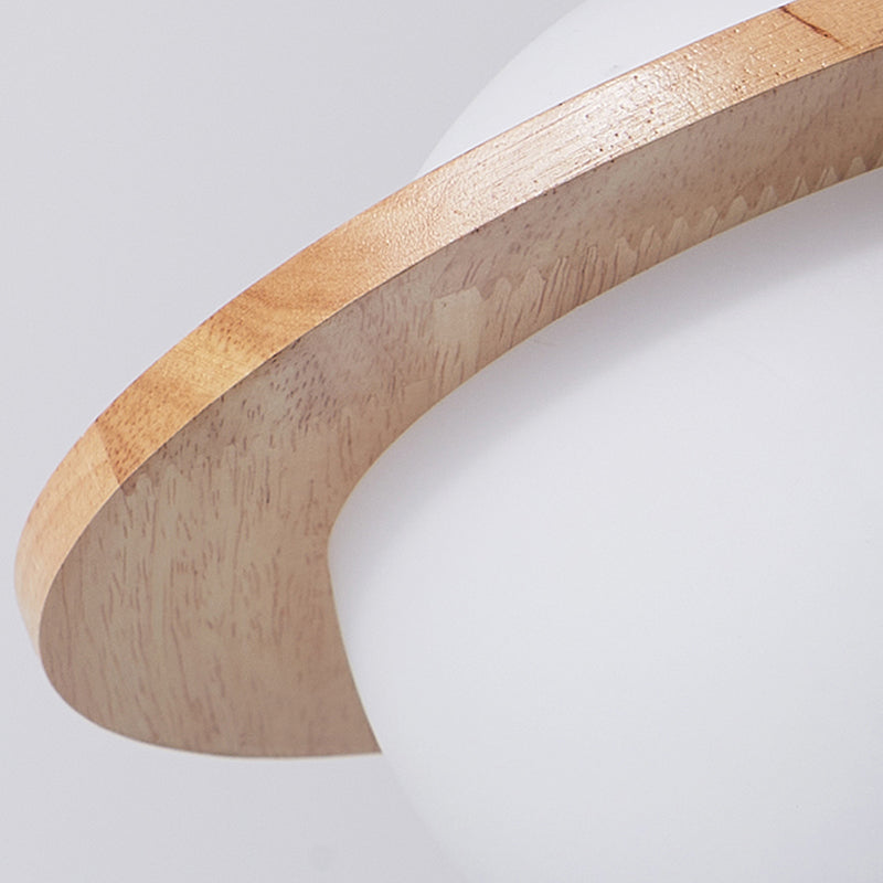 Houten hangende verlichtingsarmaturen Globe Noordse suspensielamp met witte glazen schaduw