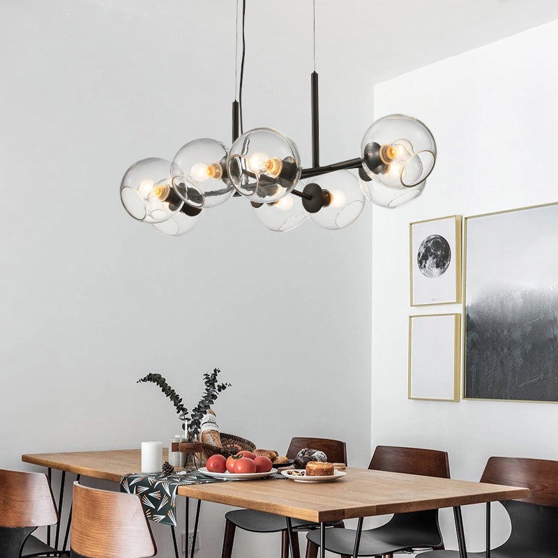 Lámpara de araña de comedor moderno nórdico techo de techo de techo de vidrio simple para cocina