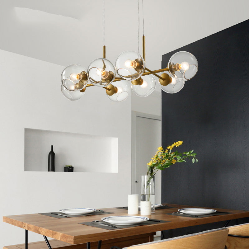 Lámpara de araña de comedor moderno nórdico techo de techo de techo de vidrio simple para cocina