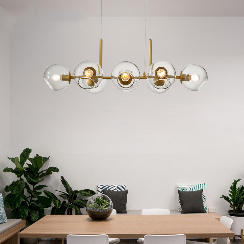 Lámpara de araña de comedor moderno nórdico techo de techo de techo de vidrio simple para cocina