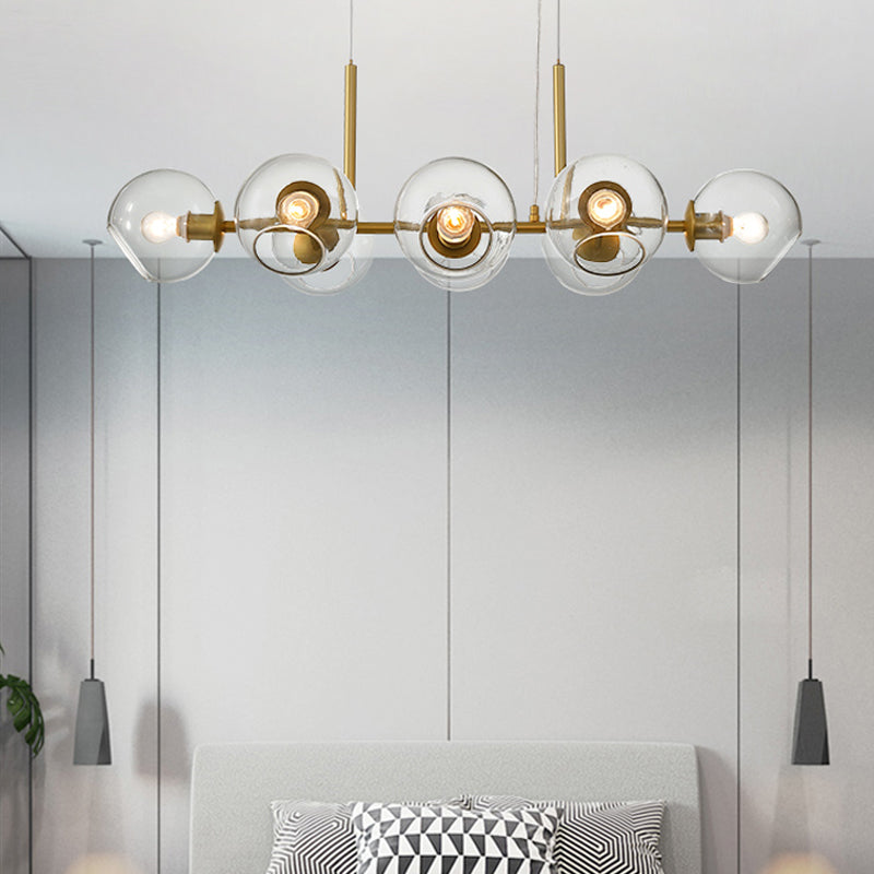 Lámpara de araña de comedor moderno nórdico techo de techo de techo de vidrio simple para cocina