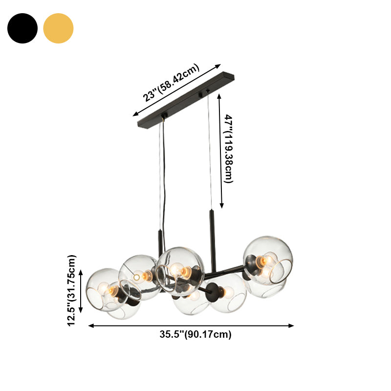 Lámpara de araña de comedor moderno nórdico techo de techo de techo de vidrio simple para cocina
