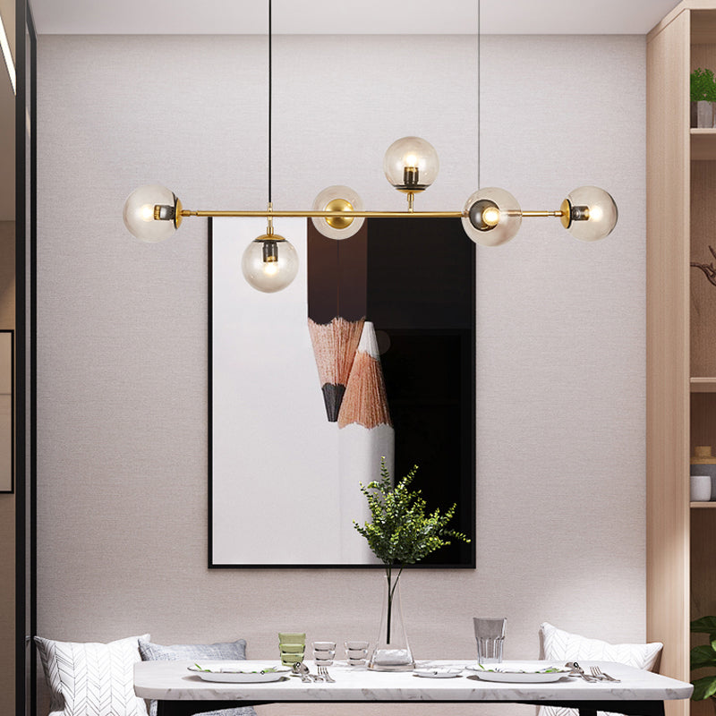 Nordic Dining Chandelier Lamp Dining Room Modern Glass Shade Ceiling Hanging Lamp Fixture