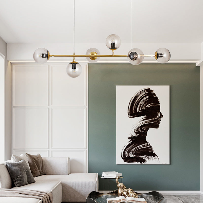 Nordic Dining Chandelier Lamp Dining Room Modern Glass Shade Ceiling Hanging Lamp Fixture