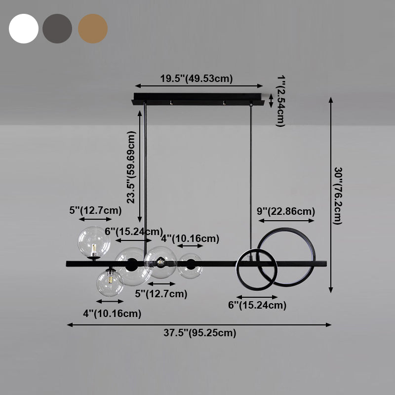 Lámpara de araña de comedor nórdico comedor moderno tono de vidrio lámpara colgante