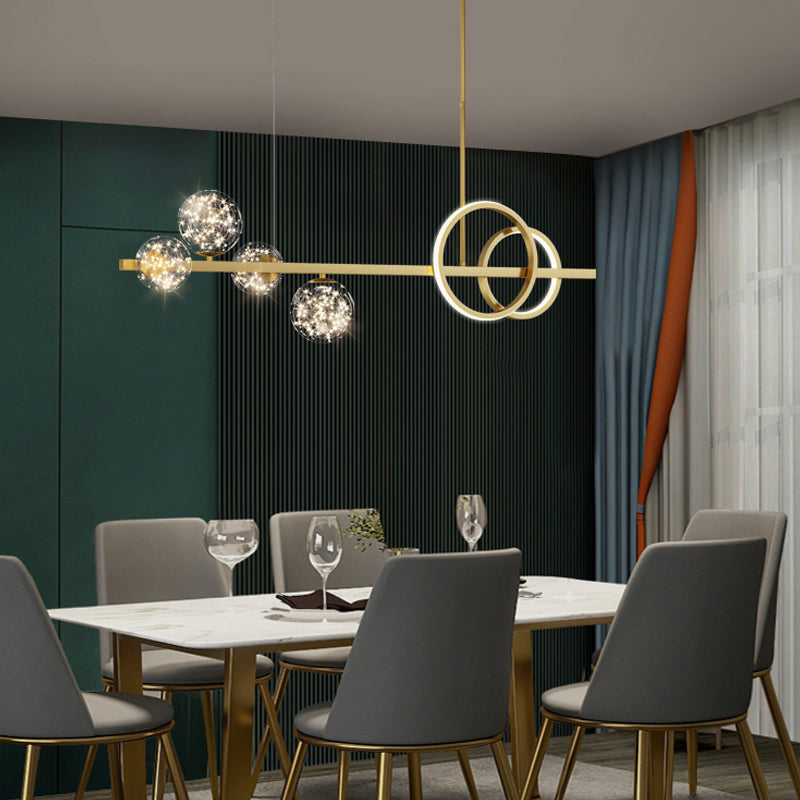 Nordic Modernes Esskronleuchter Lampe Runde Glasschatten LED Hängende Lampenvorrichtung