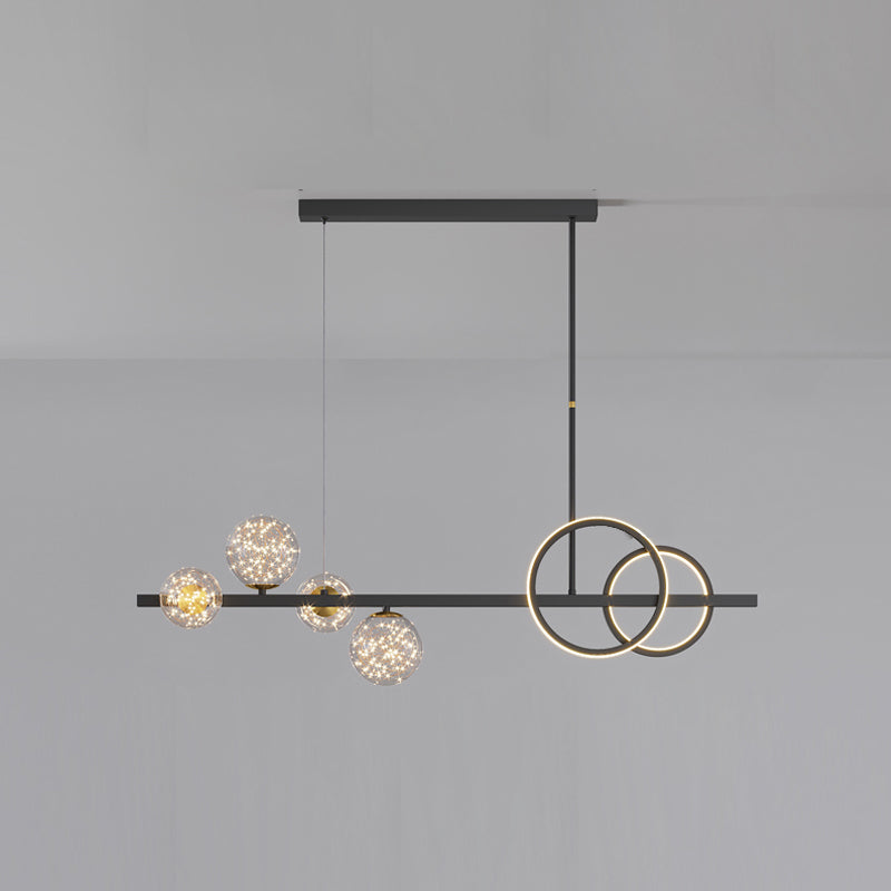 Nordic Modernes Esskronleuchter Lampe Runde Glasschatten LED Hängende Lampenvorrichtung