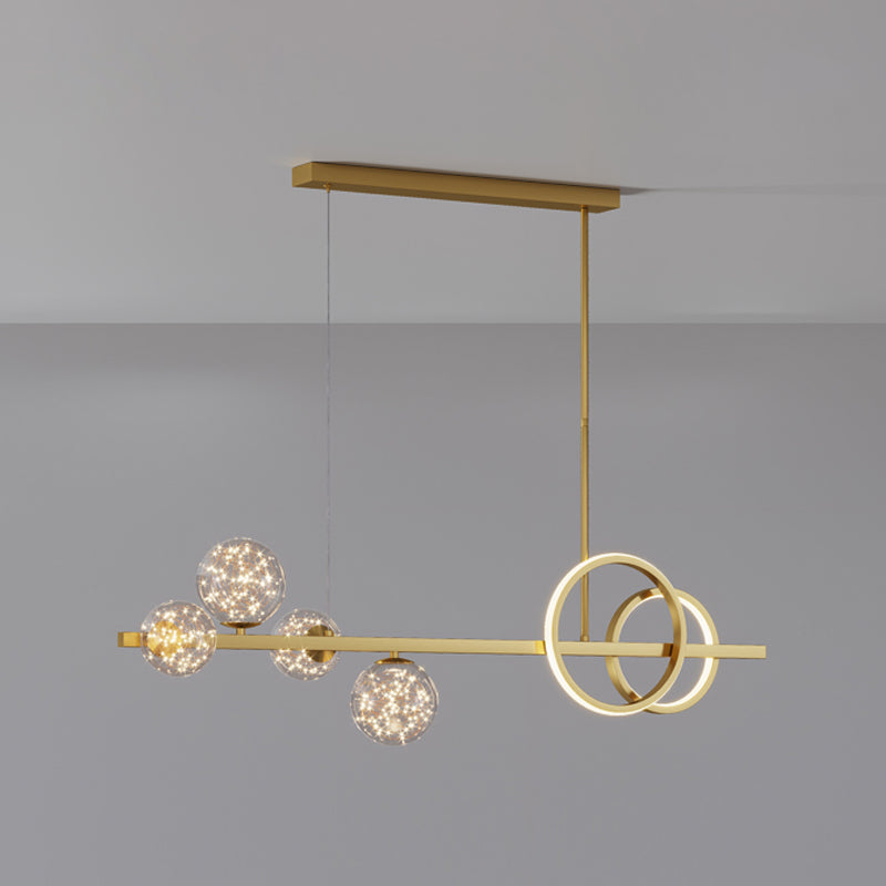 Nordic Modernes Esskronleuchter Lampe Runde Glasschatten LED Hängende Lampenvorrichtung