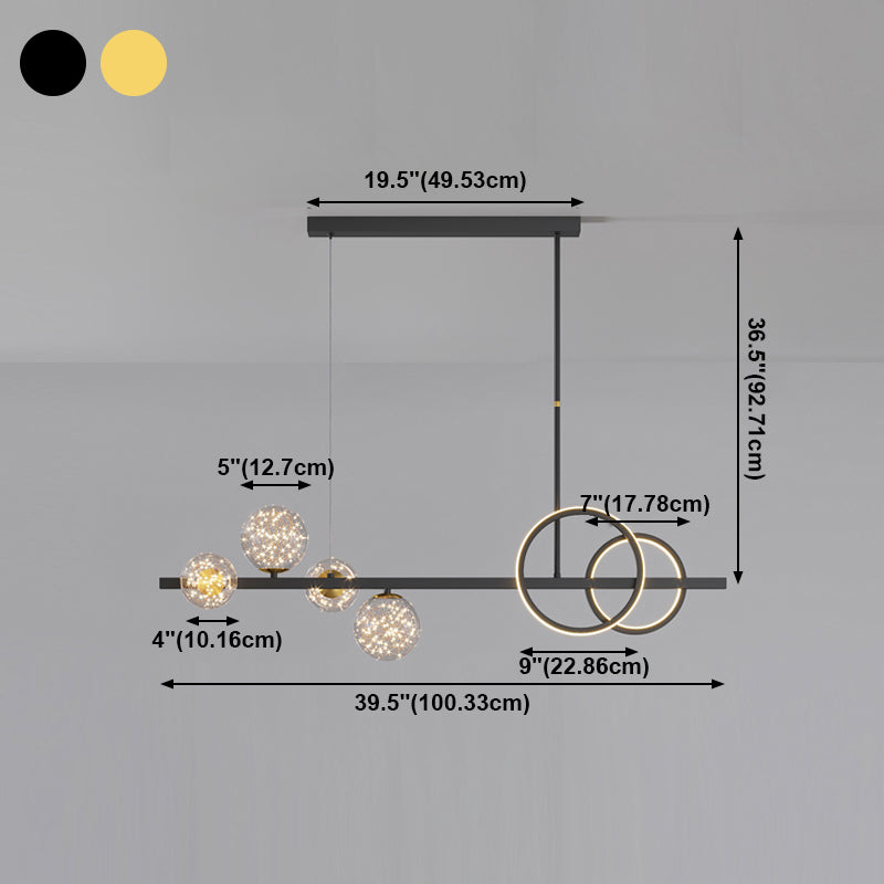 Nordic Modernes Esskronleuchter Lampe Runde Glasschatten LED Hängende Lampenvorrichtung