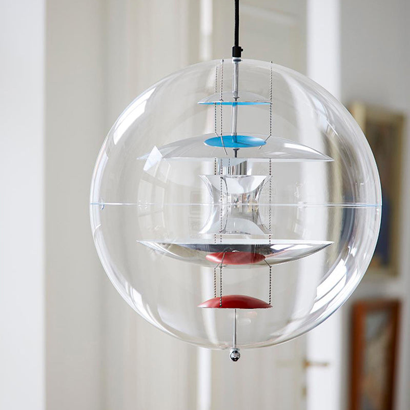 Lampe à suspension en acrylique transparent sphérique minimaliste 1 éclairage lumineux Light pour le café