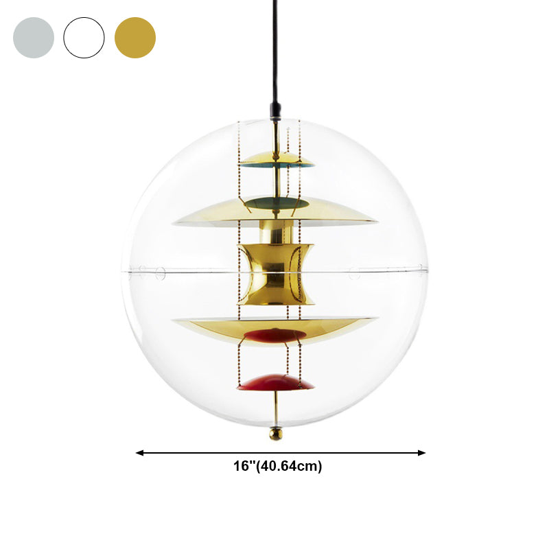 Lampe à suspension en acrylique transparent sphérique minimaliste 1 éclairage lumineux Light pour le café
