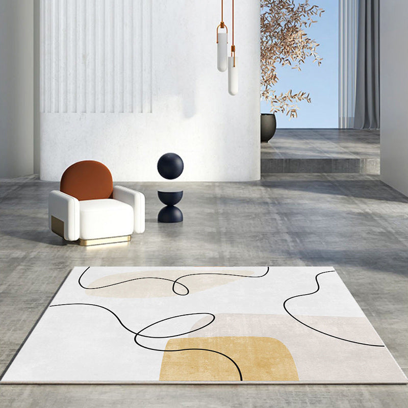 Block Rug Indoor Rug Machine Washable Stain Resistant Non-Slip Backing Rug for Living Room