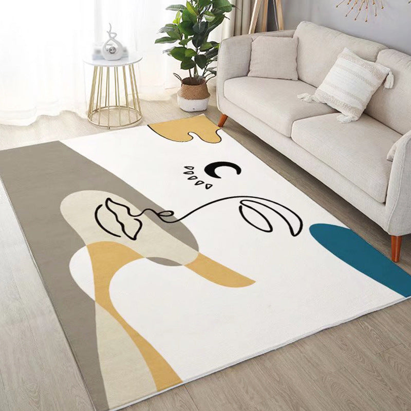 Block Rug Indoor Rug Machine Washable Stain Resistant Non-Slip Backing Rug for Living Room