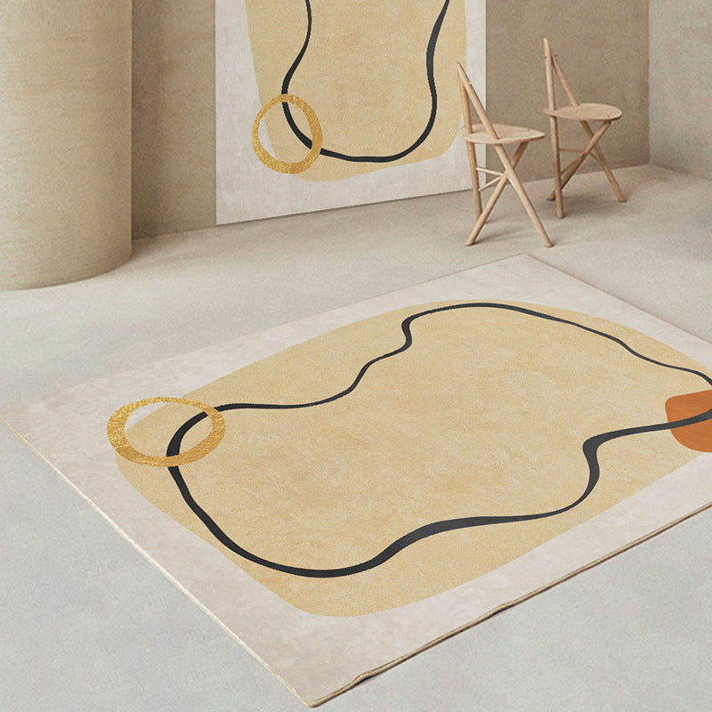 Block Rug Indoor Rug Machine Washable Stain Resistant Non-Slip Backing Rug for Living Room