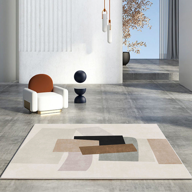 Block Rug Indoor Rug Machine Washable Stain Resistant Non-Slip Backing Rug for Living Room