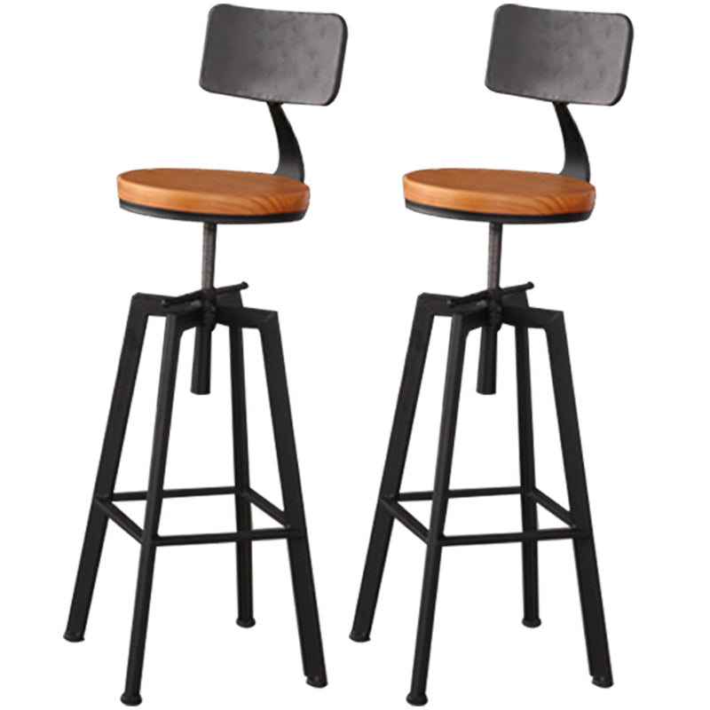 Industrial Leather Wood Counter Bar Stool Armless Adjustable Height Stool