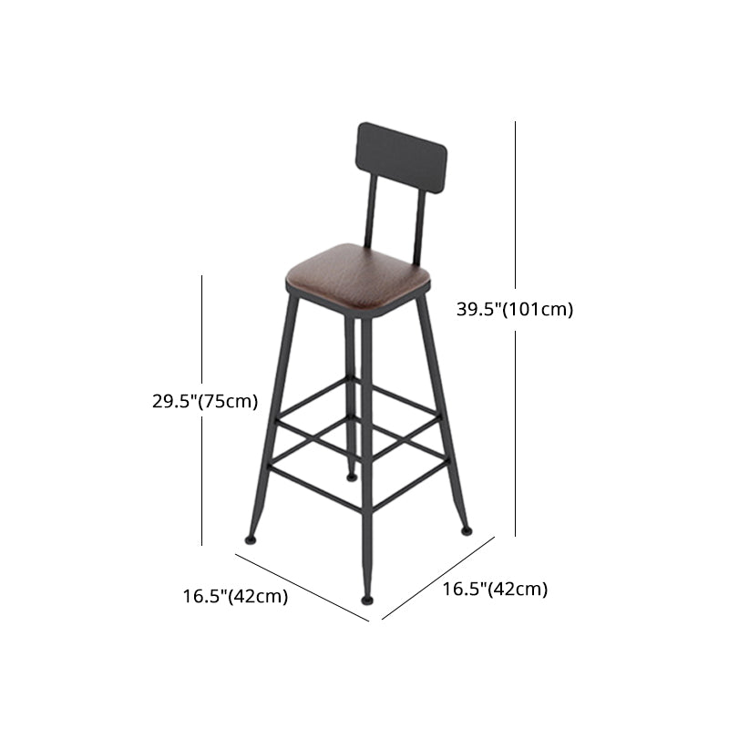 Taburete de bar industrial envejecido Bristol Taburete de bar de cuero con cojín