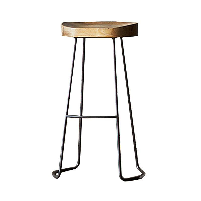 Taburete de bar industrial sin respaldo y sin brazos Taburete de mostrador de madera
