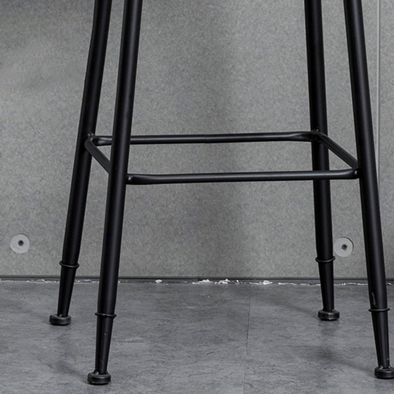 Industrial Style Ironwork Barstool Solid Wood Seat Bar High Chair with Backrest