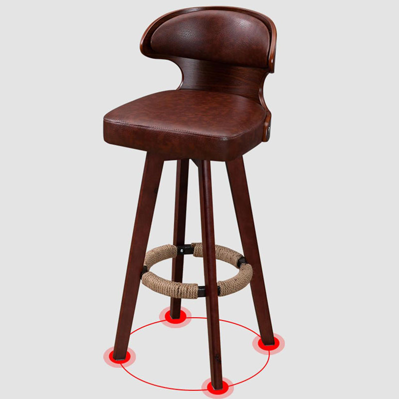 Taburete moderno de barras de goma Totureros de respaldo de madera con cojines giratorios