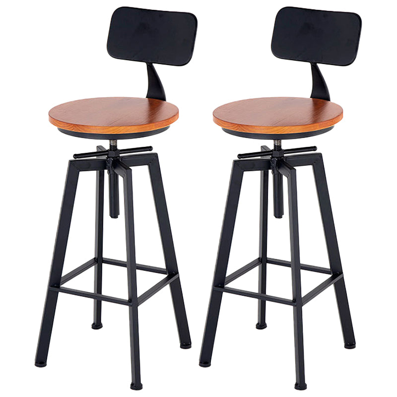 Swivel Solid Wood Bar Stool Adjustable Height Industrial Barstool for Coffee Shop