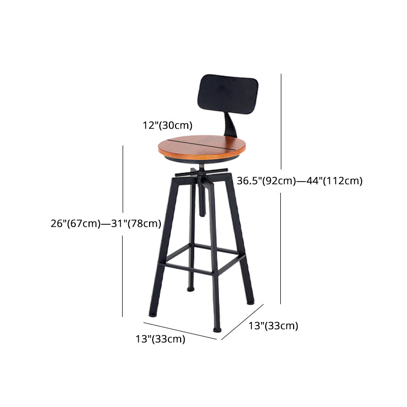 Swivel Solid Wood Bar Stool Adjustable Height Industrial Barstool for Coffee Shop