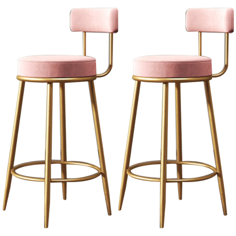 Nordic Velvet Cushion Barstool Gold 4 Legs Bar Stool for Indoor