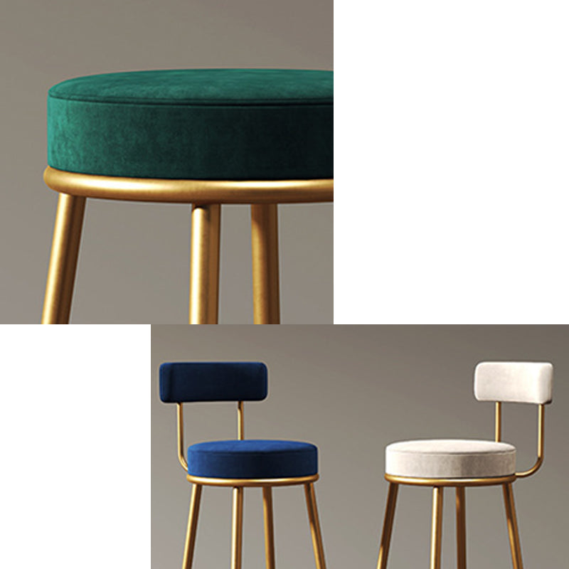 Nordic Velvet Cushion Barstool Gold 4 Legs Bar Stool for Indoor