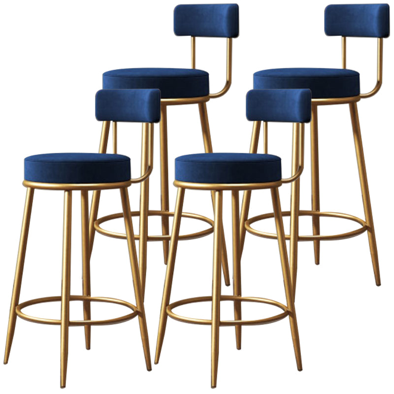 Nordic Velvet Cushion Barstool Gold 4 Legs Bar Stool for Indoor