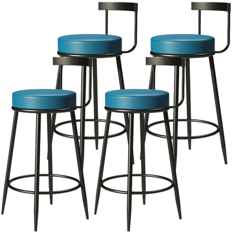 Taburete de bar tapizado moderno, taburete de bar sin brazos de metal con 4 patas para interior (juego de 4)