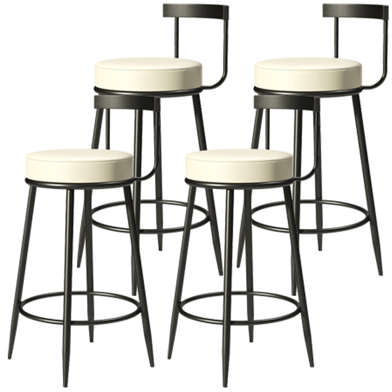 Taburete de bar tapizado moderno, taburete de bar sin brazos de metal con 4 patas para interior (juego de 4)