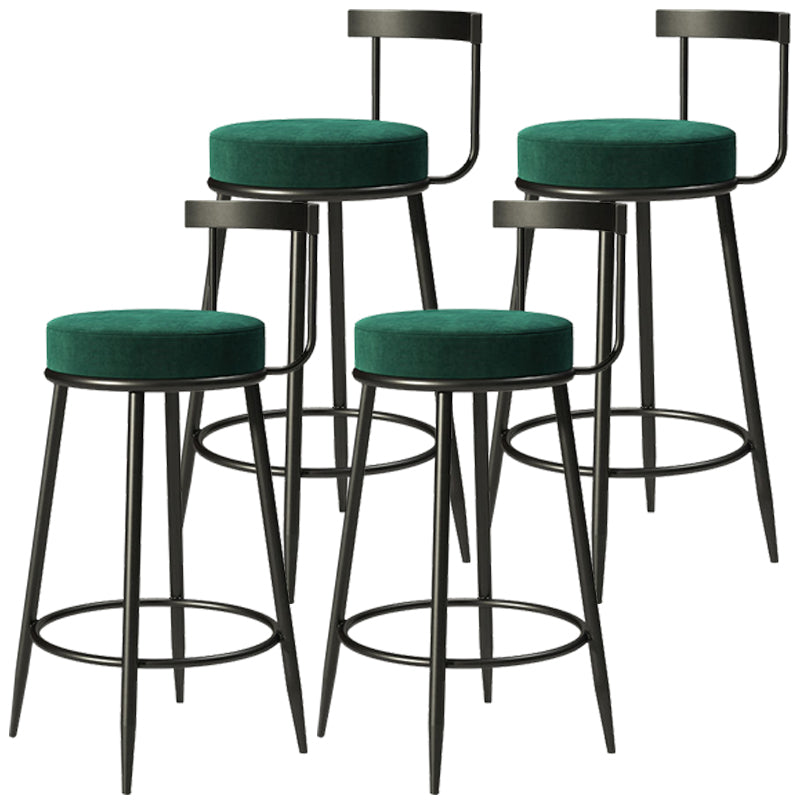 Taburete de bar tapizado moderno, taburete de bar sin brazos de metal con 4 patas para interior (juego de 4)
