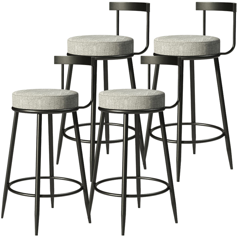 Taburete de bar tapizado moderno, taburete de bar sin brazos de metal con 4 patas para interior (juego de 4)