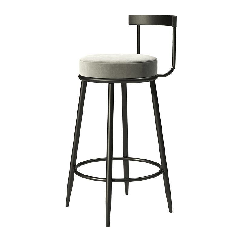 Taburete de bar tapizado moderno, taburete de bar sin brazos de metal con 4 patas para interior (juego de 4)