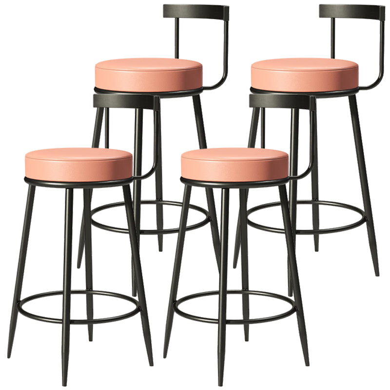 Taburete de bar tapizado moderno, taburete de bar sin brazos de metal con 4 patas para interior (juego de 4)