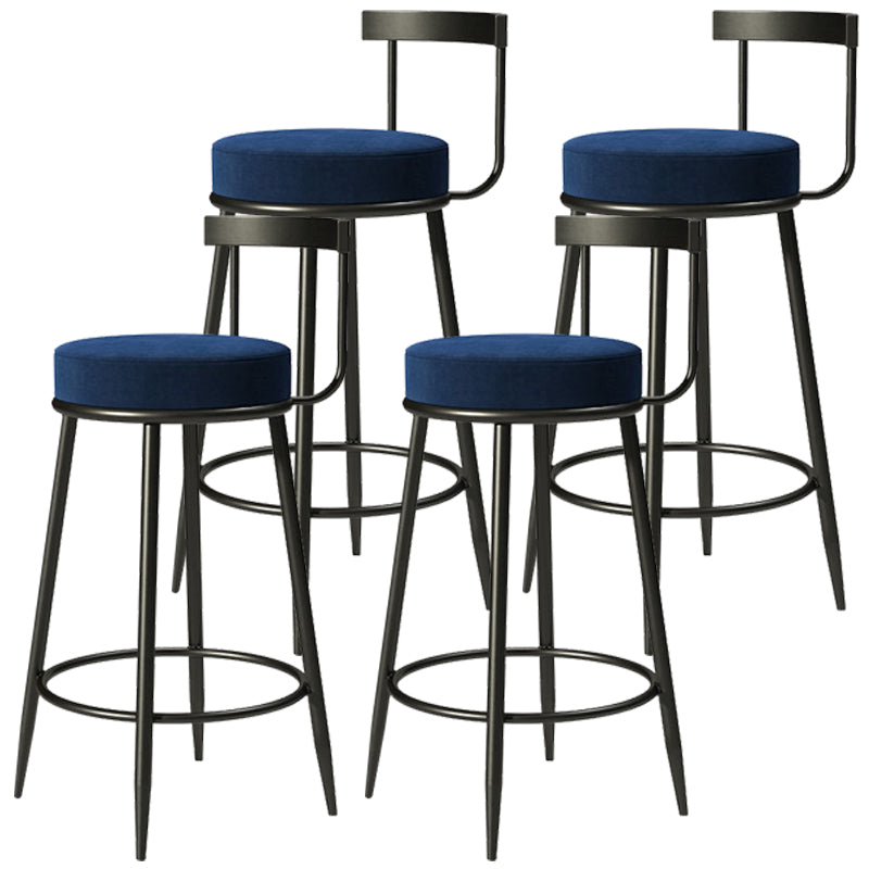 Taburete de bar tapizado moderno, taburete de bar sin brazos de metal con 4 patas para interior (juego de 4)