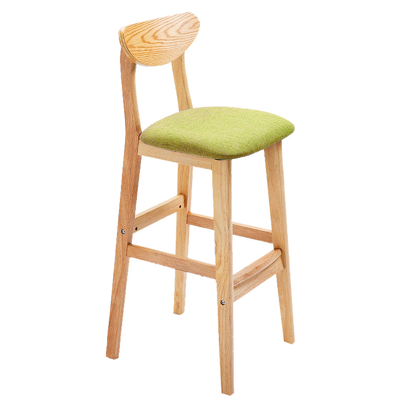 Taburete de bar de madera de estilo nórdico, taburete de bar con patas de 30 pulgadas, tapizado en terciopelo