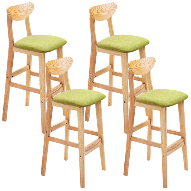 Taburete de bar de madera de estilo nórdico, taburete de bar con patas de 30 pulgadas, tapizado en terciopelo